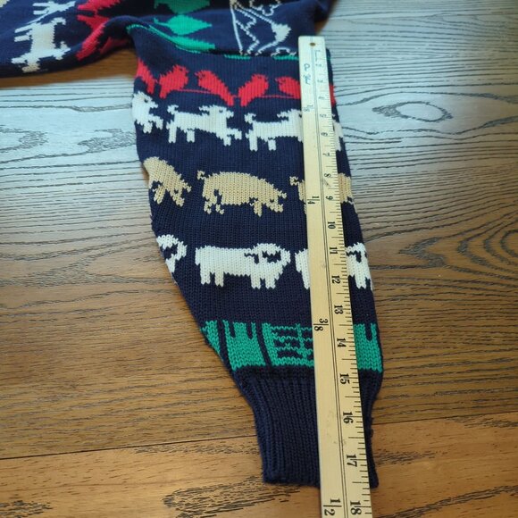 Kotare New Zealand Vintage intarsia sweater wool sheep pig farm animal country - Picture 14 of 16